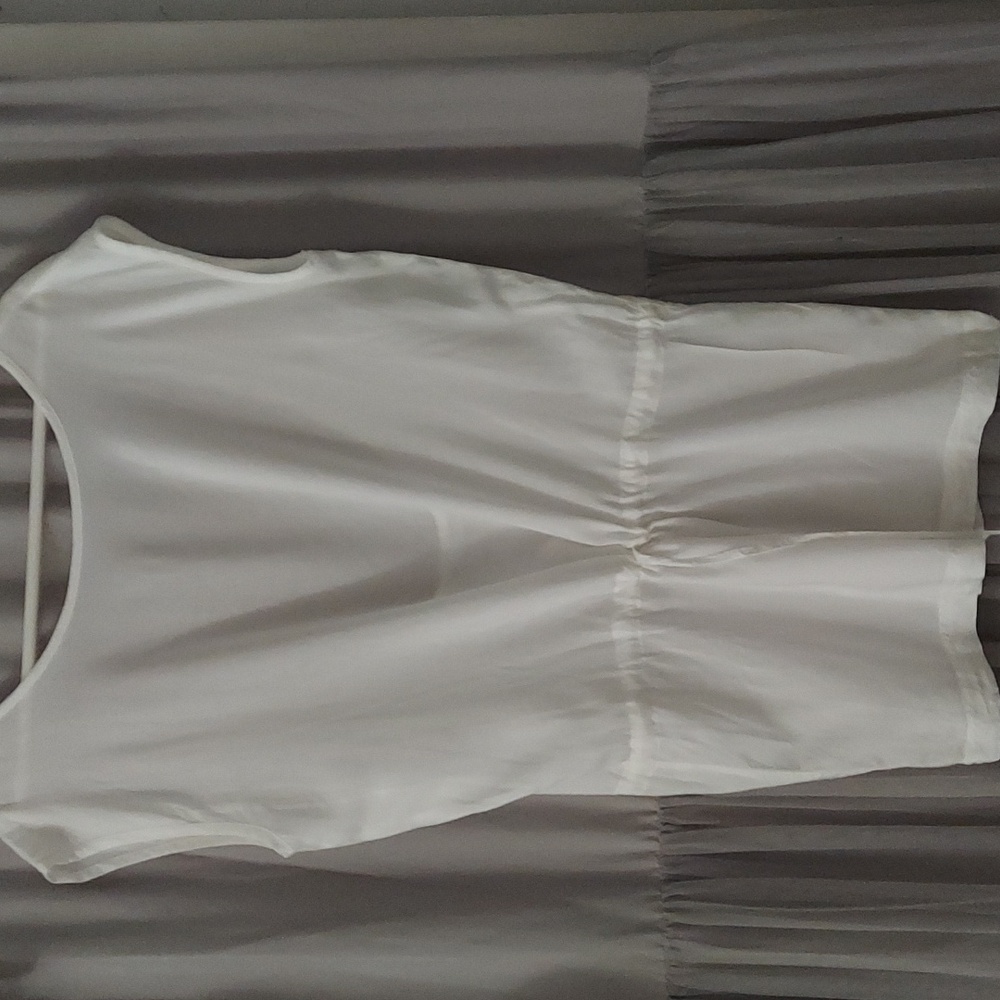 GAP GapBody White Cinch Tie Waist Low U Back Sleeveless Cotton Top Sz M